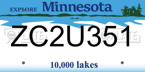 ZC2U351 Minnesota License Plate