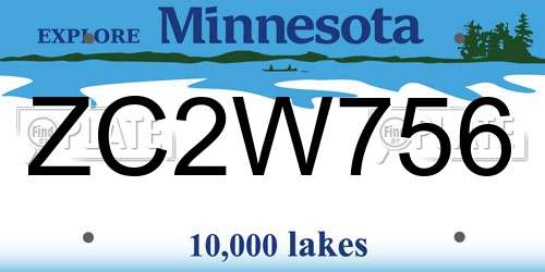 ZC2W756 Minnesota License Plate