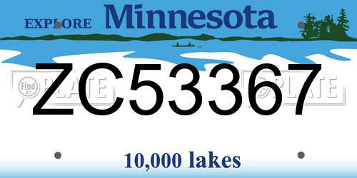 ZC53367 Minnesota License Plate