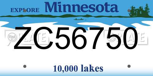 ZC56750 Minnesota License Plate