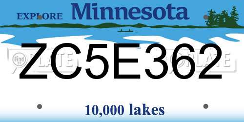 ZC5E362 Minnesota License Plate