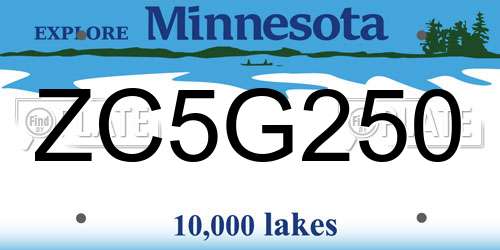 ZC5G250 Minnesota License Plate