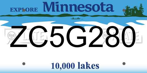 ZC5G280 Minnesota License Plate