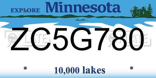 ZC5G780 Minnesota License Plate