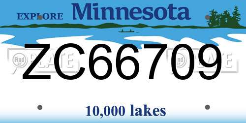 ZC66709 Minnesota License Plate