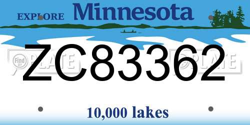 ZC83362 Minnesota License Plate