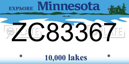 ZC83367 Minnesota License Plate