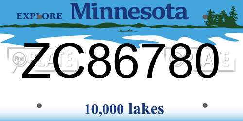 ZC86780 Minnesota License Plate