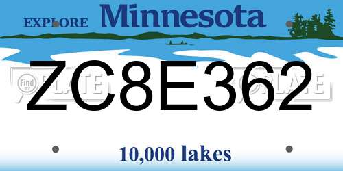 ZC8E362 Minnesota License Plate