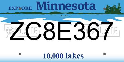ZC8E367 Minnesota License Plate