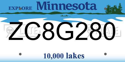 ZC8G280 Minnesota License Plate