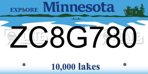 ZC8G780 Minnesota License Plate
