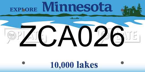 ZCA026 Minnesota License Plate