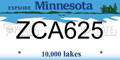 ZCA625 Minnesota License Plate