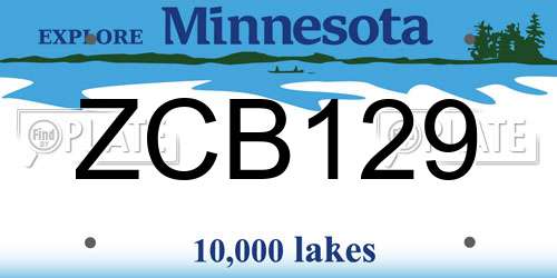 ZCB129 Minnesota License Plate