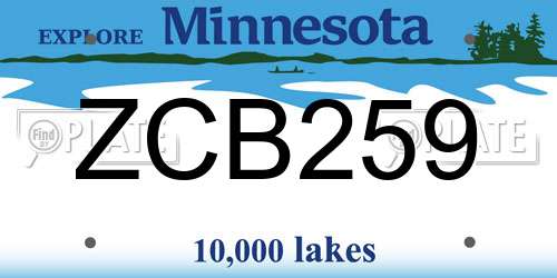 ZCB259 Minnesota License Plate