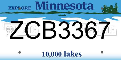 ZCB3367 Minnesota License Plate