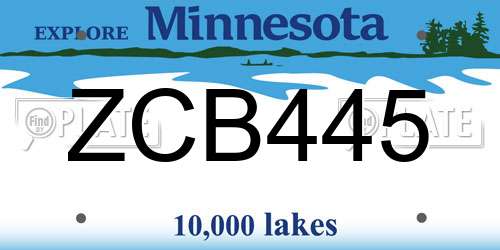 ZCB445 Minnesota License Plate