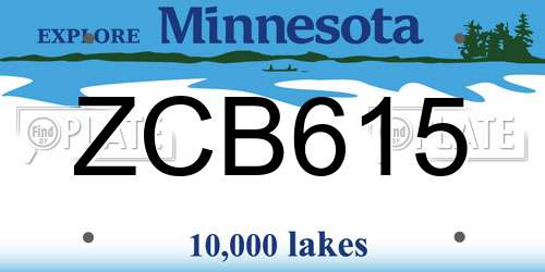 ZCB615 Minnesota License Plate