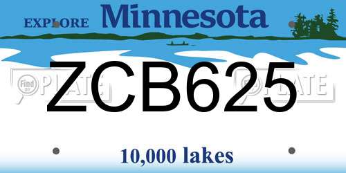 ZCB625 Minnesota License Plate