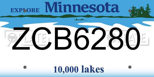 ZCB6280 Minnesota License Plate