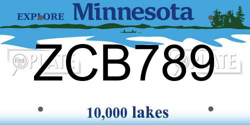 ZCB789 Minnesota License Plate
