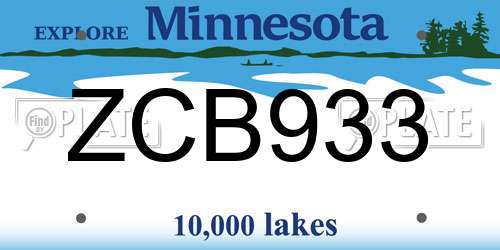 ZCB933 Minnesota License Plate