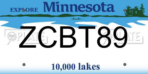 ZCBT89 Minnesota License Plate