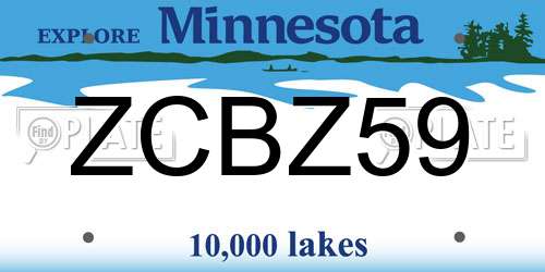 ZCBZ59 Minnesota License Plate