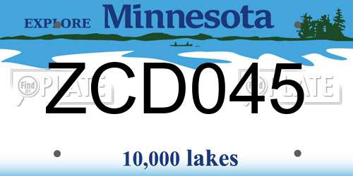 ZCD045 Minnesota License Plate