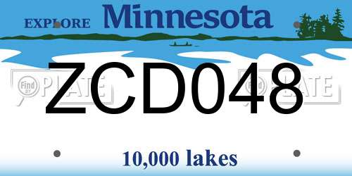 ZCD048 Minnesota License Plate
