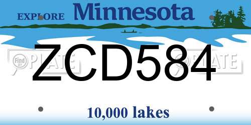 ZCD584 Minnesota License Plate