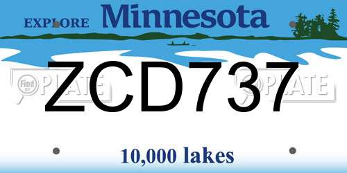 ZCD737 Minnesota License Plate