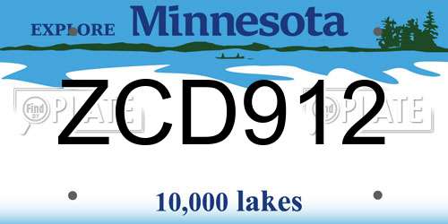ZCD912 Minnesota License Plate