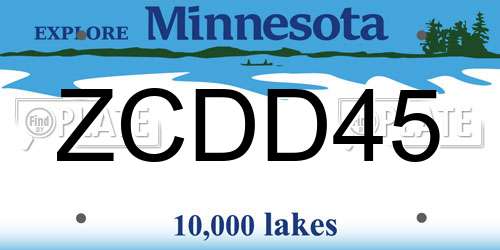 ZCDD45 Minnesota License Plate