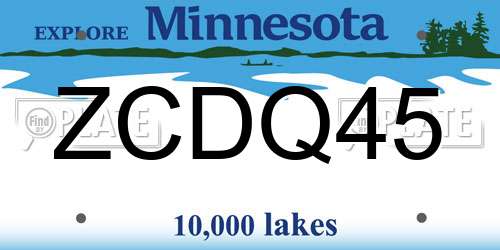 ZCDQ45 Minnesota License Plate