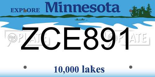 ZCE891 Minnesota License Plate