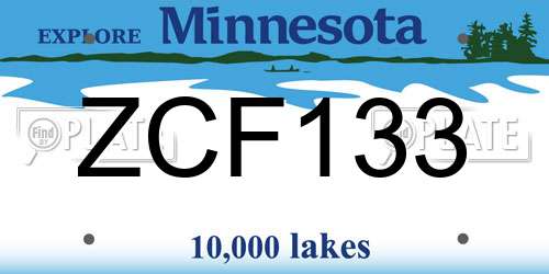 ZCF133 Minnesota License Plate