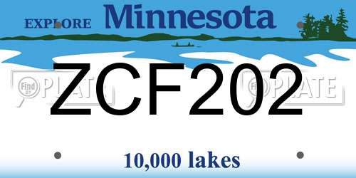 ZCF202 Minnesota License Plate