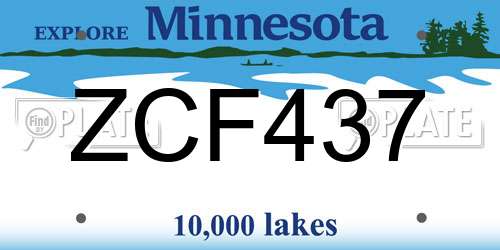 ZCF437 Minnesota License Plate