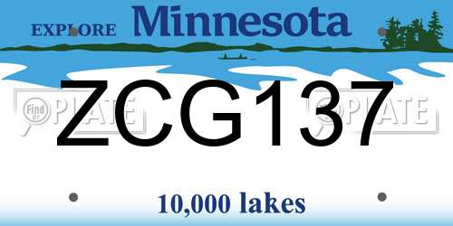 ZCG137 Minnesota License Plate