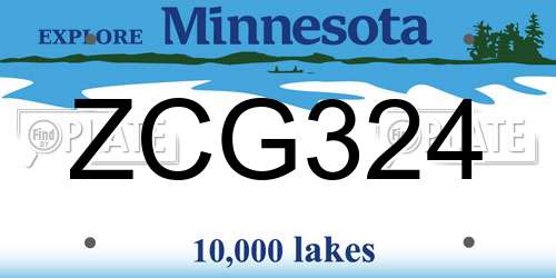 ZCG324 Minnesota License Plate