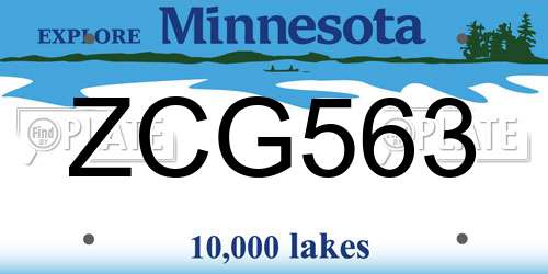 ZCG563 Minnesota License Plate
