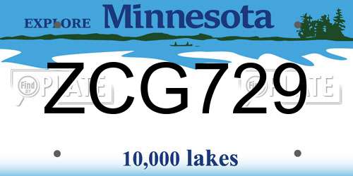 ZCG729 Minnesota License Plate