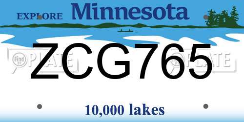 ZCG765 Minnesota License Plate