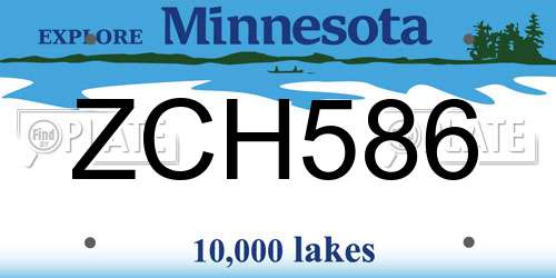 ZCH586 Minnesota License Plate