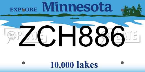 ZCH886 Minnesota License Plate