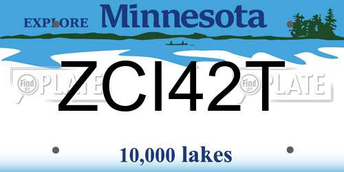 ZCI42T Minnesota License Plate
