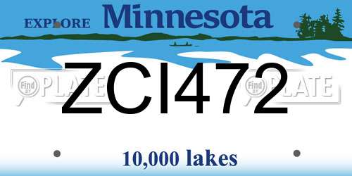 ZCI472 Minnesota License Plate