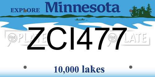 ZCI477 Minnesota License Plate